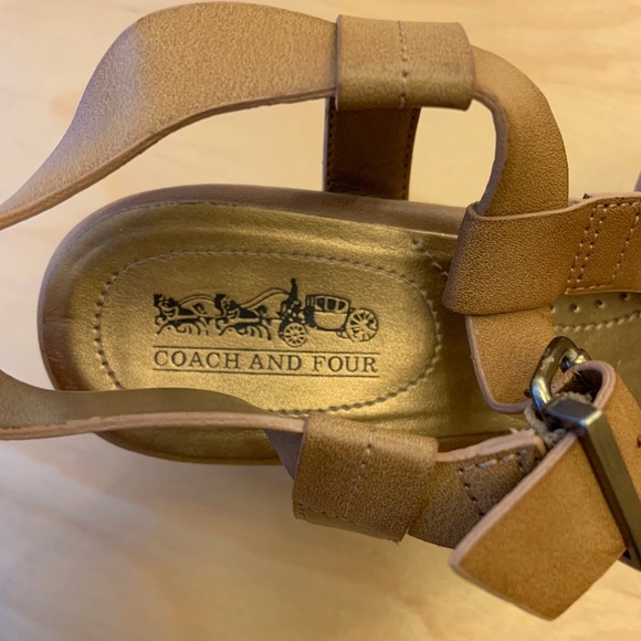 Couch and Four Light Tan Low Heel Wedge Sandals - Picture 5 of 6